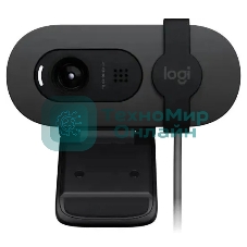 Веб-камера Logitech HD Webcam Brio 90 графитовый 2Mpix (1920x1080) USB 2.0 с микрофоном (960-001581)