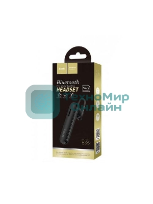 Гарнитура Hoco E36 черный, моно-вкладыш, Bluetooth, до 4 ч