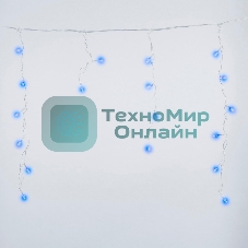 Бахрома светодиодная Uniel 1,8м 48 светодиодов синий свет Провод прозрачный ULD-B1805-048/DTA BLUE IP20