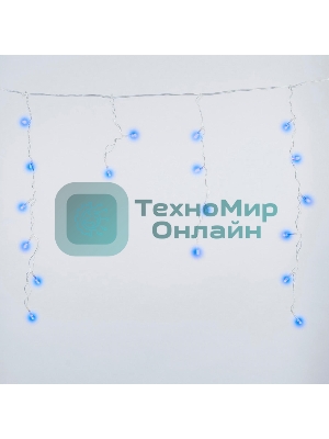 Бахрома светодиодная Uniel 1,8м 48 светодиодов синий свет Провод прозрачный ULD-B1805-048/DTA BLUE IP20