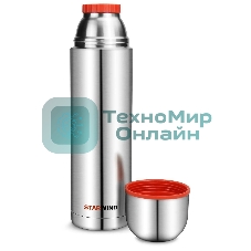 Термос Starwind 20-1200 1.2 л, серебристый/красный, картонная коробка