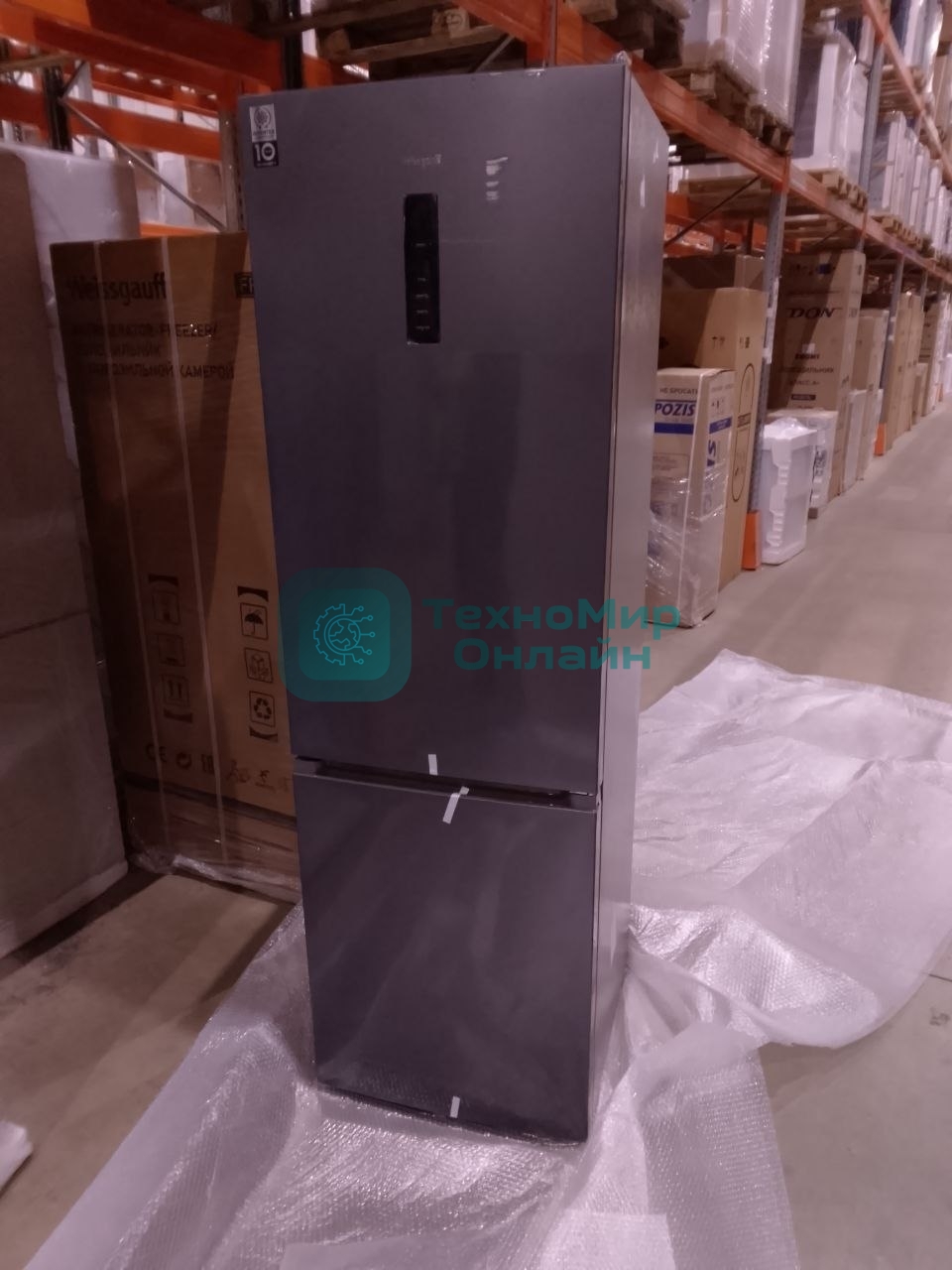 (Поврежденный товар) Холодильник Weissgauff WRK 2000 Premium Total NoFrost Dark Grey (Большие царапины и вмятины на верхней двери.)