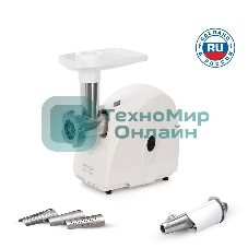 Мясорубка электрическая Аксион М32.04 белый, 1500 Вт, 1.7 кг/мин, защита от перегрузки, насадки - 2