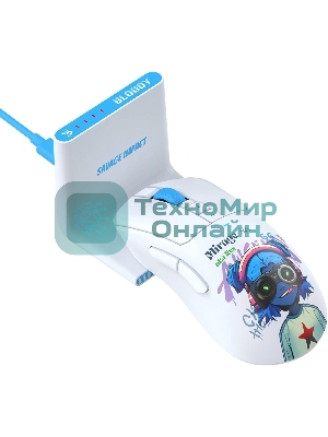 Мышь беспроводная A4Tech Bloody R73 Ultra Duo белый/рисунок оптическая 20000dpi беспров. USB/USB-C 7but (R73 ULTRA DUO NYX MIRAGE)