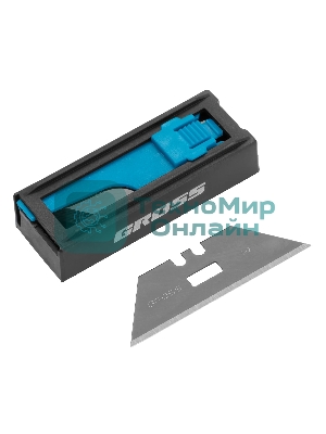 Лезвия Gross 79377, 19 мм, SK2 Black, трапециевидные, выдвижной пластиковый пенал, 10 шт.