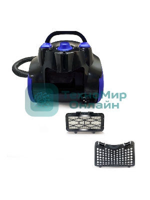 Пылесос Ginzzu VS437 черный/синий, 420/2400 Вт, уборка сухая, пылесборник контейнер 2,5 л