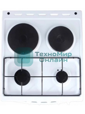 Плита комбинированная Flama RK 2211 белый, конфорок 4 шт, духовка 50 л, 50 см x 85 см x 60 см