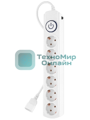 Сетевой фильтр Ippon BK-6-UPS-1.8-10-W 1.8 м, 6 розеток, белый, коробка