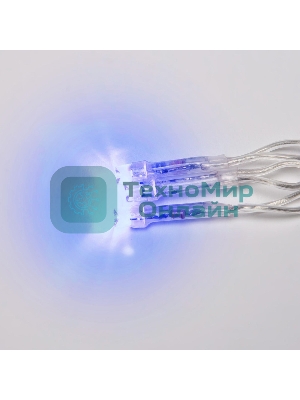 Бахрома светодиодная Uniel 1,8м 48 светодиодов синий свет Провод прозрачный ULD-B1805-048/DTA BLUE IP20