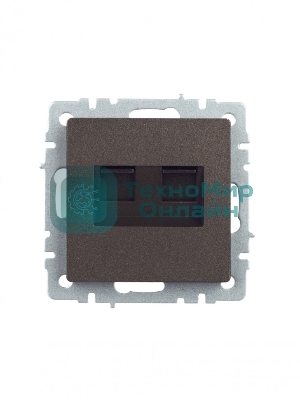 Розетка компьютерная двойная RJ11+RJ45 IEK BRITE РК/Т12-БрТБ кат.5E темная бронза
