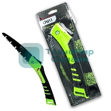 Садовая пила складная Deli DL6006 180мм, сталь 65MN, шаг зубьев 7 TPI, обрезиненая ручка, шлифовка зубов с 3-х сторон, двухрядное распределение кромок