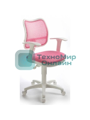 Кресло компьютерное Бюрократ CH-W797/PK/TW-13A TW-13A розовый, спинка сетка, сиденье розовый, колеса белый/розовый, пластик белый