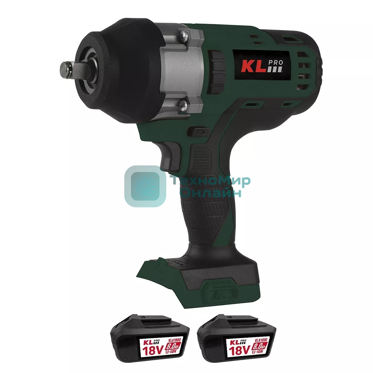 Профессиональный бесщеточный гайковерт аккумуляторный KLPRO KLSS18BHX-80 (18В, Li-ion-2шт, 8.0А·ч, 800Нм, 2 скорости, подсветка,З/У,в кейсе)