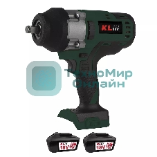 Профессиональный бесщеточный гайковерт аккумуляторный KLPRO KLSS18BHX-80 (18В, Li-ion-2шт, 8.0А·ч, 800Нм, 2 скорости, подсветка,З/У,в кейсе)