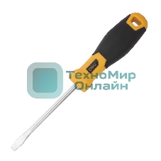 Отвертка шлицевая Deli DL6361001 6х100мм CR-V, Двухкомпонентная ручка. Хромированная