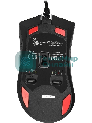 Мышь проводная A4Tech Bloody W90 Max белый/черный, 10000 dpi, USB, кнопки - 10