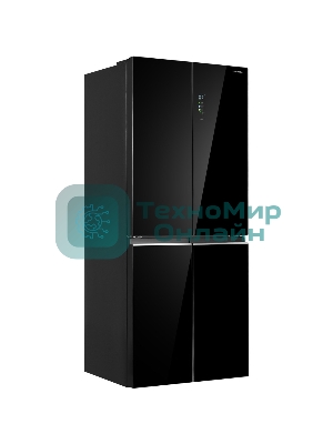 Холодильник Maunfeld MFF192NFB01 Inverter черный стекло трехкамерный 334/184л морозилка снизу, No Frost, Side by Side