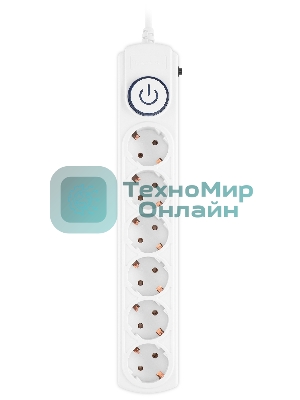 Сетевой фильтр Ippon BK-6-UPS-1.8-10-W 1.8 м, 6 розеток, белый, коробка