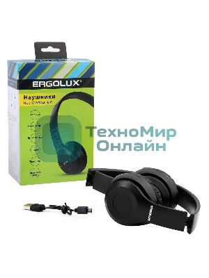 Беспроводные/проводные наушники Ergolux ELX-BTHP01-C02 черный, накладные, Bluetooth 5.0 + проводной, складная конструкция, до 6 ч