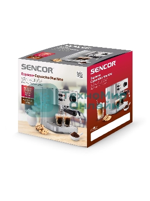 Кофеварка рожковая Sencor SES 4010SS серый, исп. кофе - молотый, 1.5 л, 1050 Вт, 15 бар