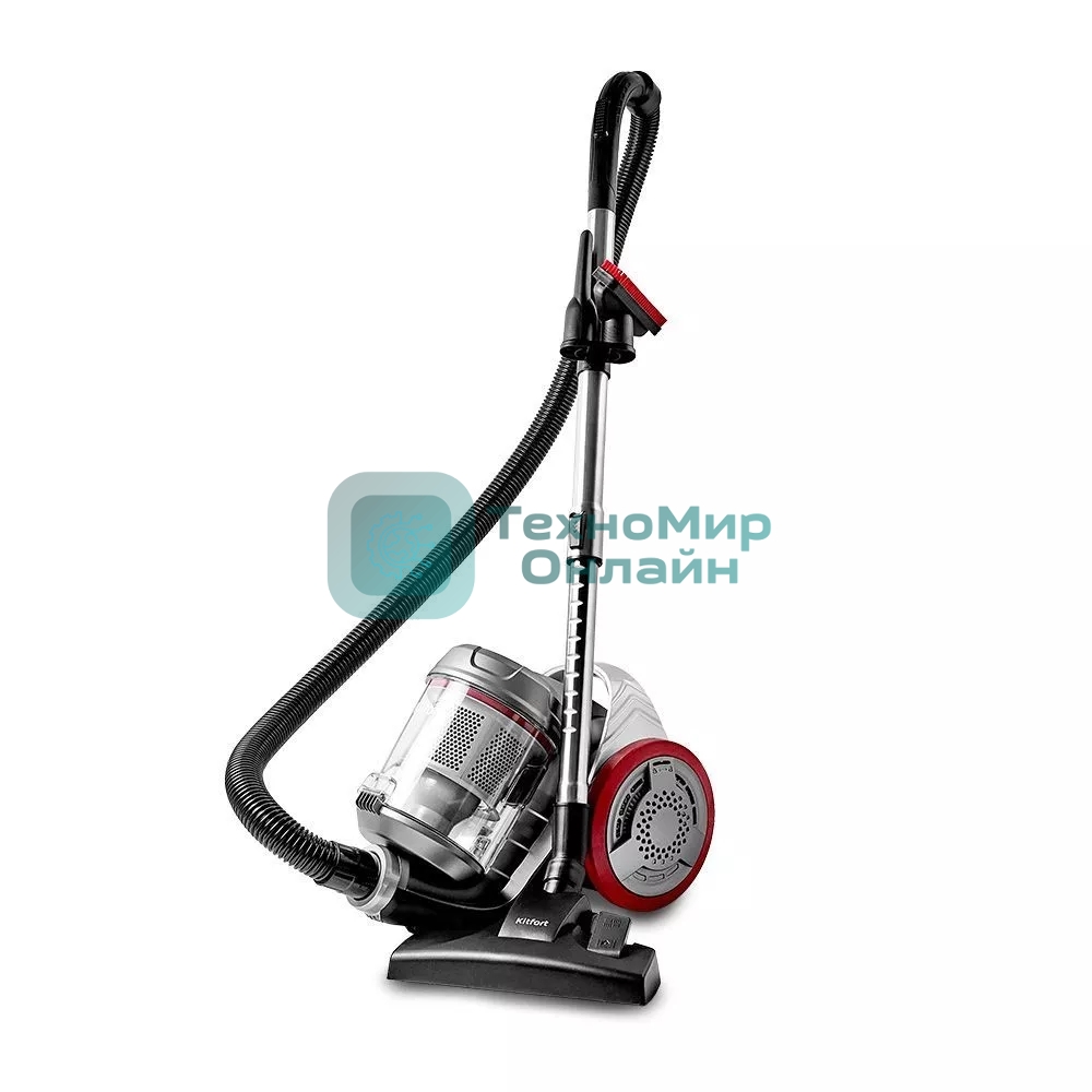 Пылесос Kitfort КТ-5152 серый/красный, 170/700 Вт, уборка сухая, пылесборник контейнер 1.6 л