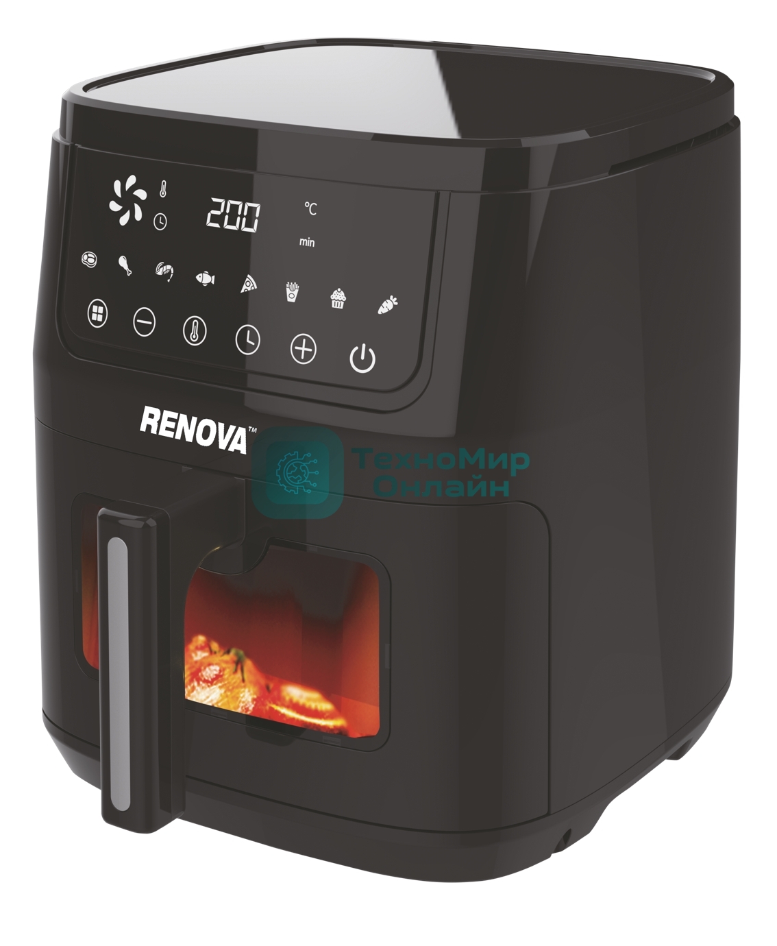 Аэрогриль Renova AF7-DTB1 черный, 1600 Вт, 7 л, сенсор, 8 программ