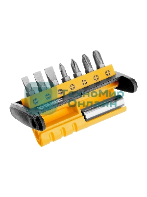 Набор бит с магнитным держателем Denzel S2, 8 шт.