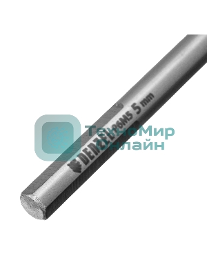 Сверло спиральное по металлу Denzel 5 х 132 мм, Р6М5, Golden Tip, удлиненное