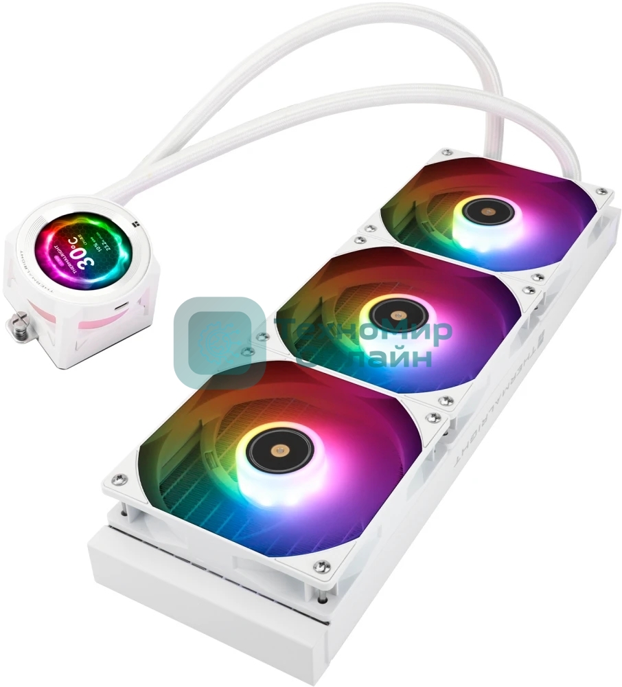 Система жидкостного охлаждения Thermalright Core Vision 360 (360mm, LED, White, ARGB/Fans: 3x120mm, 72.37CFM, 27.7dBA, 2000RPM/Pump height 66mm, Rad thickness 27mm/S: 1700, 1200, 1851, 115X, 2011, 2066, AM5, AM4)
