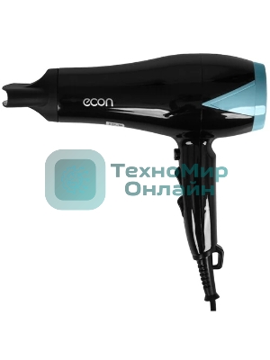 Фен ECON ECO-BH210D черный/голубой, 2000 Вт