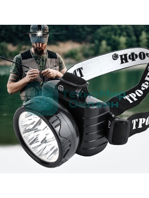 Фонарь налобный ЭРА светодиодный Трофи TG9 ударопрочный, 9 LED, 2 режима, аккумуляторный, черный