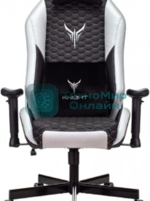 Кресло Knight Neon черный/серебряный, экокожа, 120 кг, механизм качания