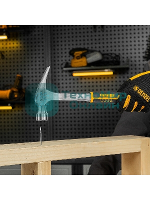 Молоток-гвоздодер Denzel 560 г, цельнометаллический, двухкомпонентная рукоятка