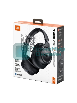 Беспроводные/проводные наушники JBL Tune 780NC черный, полноразмерные, Bluetooth + проводной, адаптивное шумоподавление