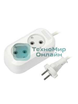 Удлинитель бытовой Smartbuy (SBE-10-2-03-N) 2 гнз х 3,0 м (10А/2.2 кВт, ПВС 2х1.0)