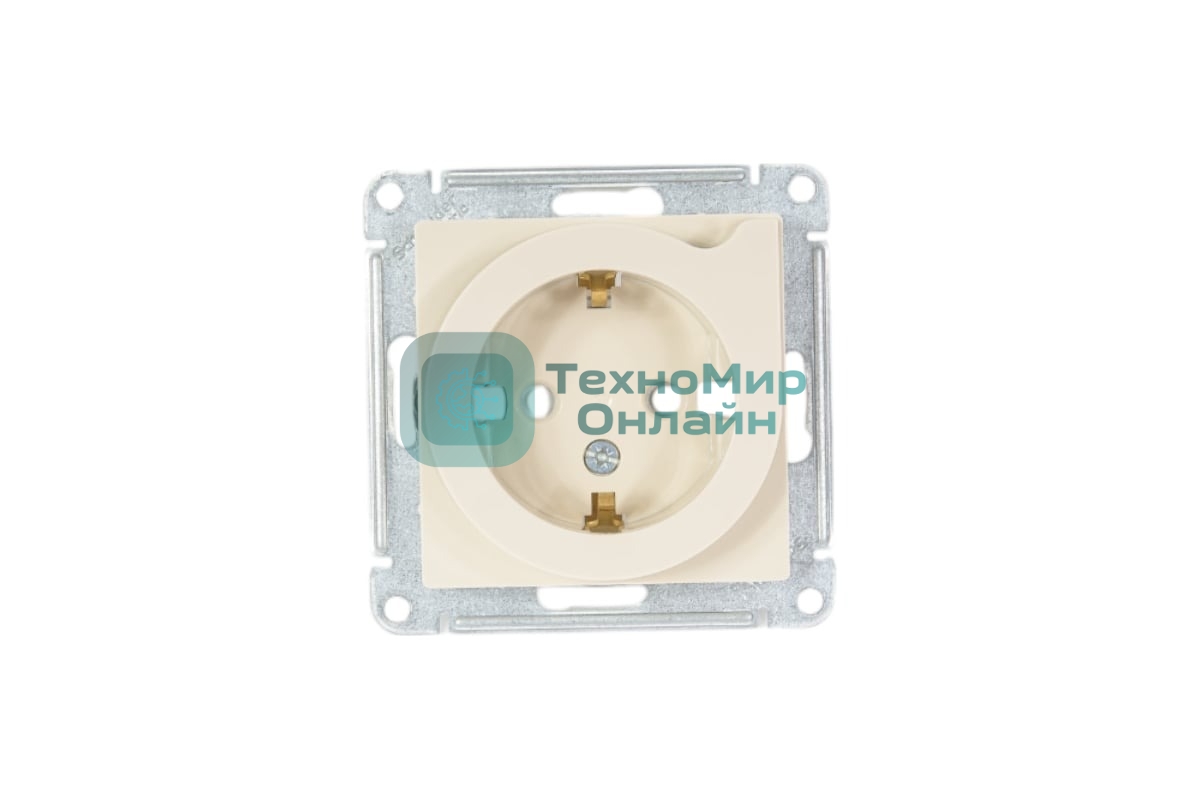 Механизм розетки 1-м СП AtlasDesign с заземл. защ. шторки с выталк. 16А беж. SchE ATN000247