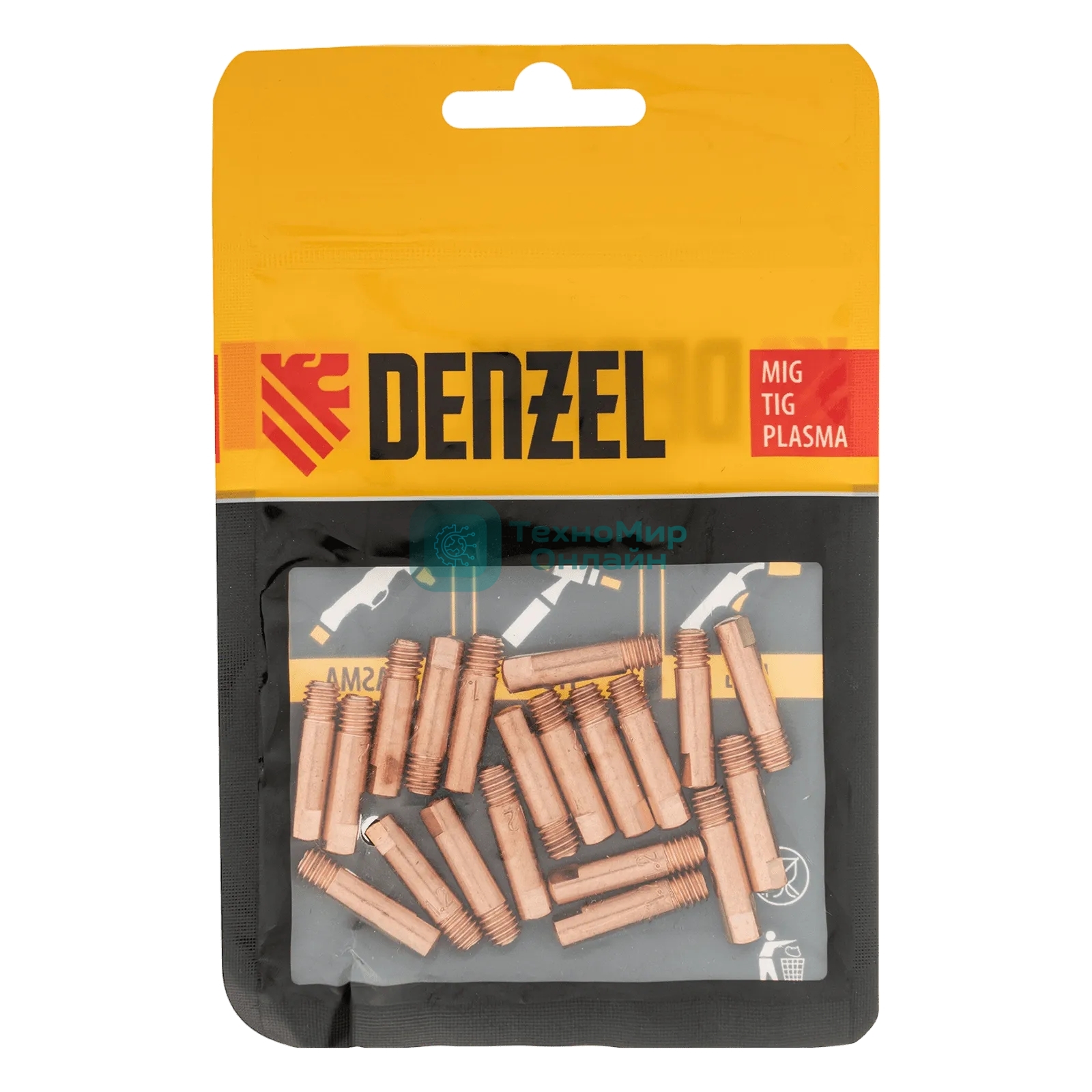 Токосъемный наконечник под проволоку Denzel 1,2 мм, М5х24, E-CU, 20 шт для MIG горелки тип 15