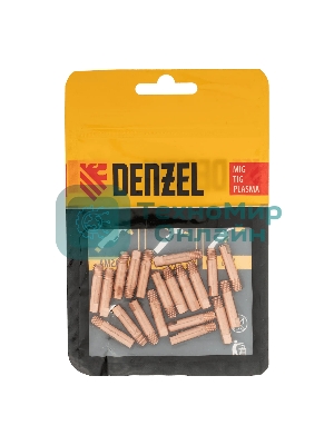 Токосъемный наконечник под проволоку Denzel 1,2 мм, М5х24, E-CU, 20 шт для MIG горелки тип 15