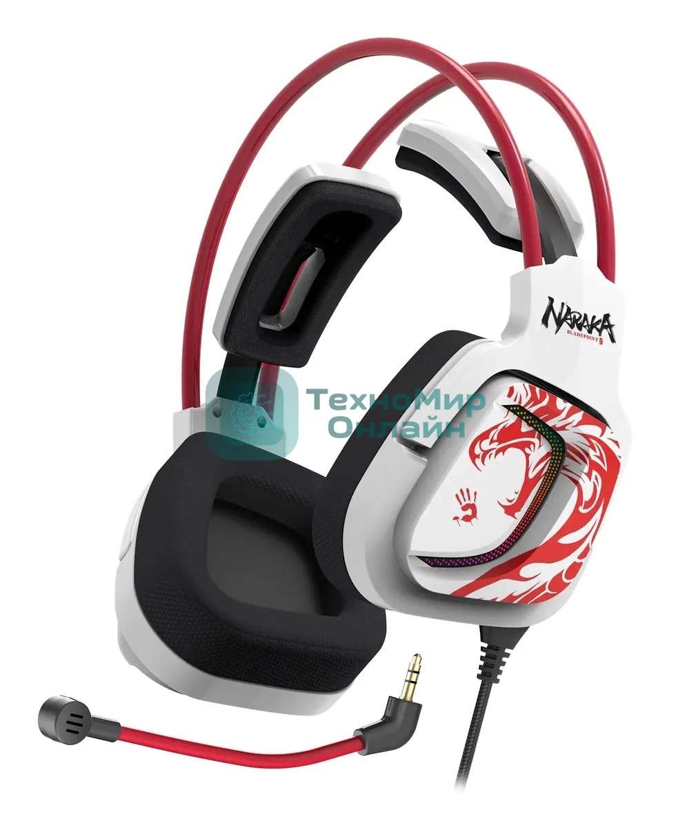 Гарнитура Bloody G575 Naraka белый/красный, проводная, подсветка