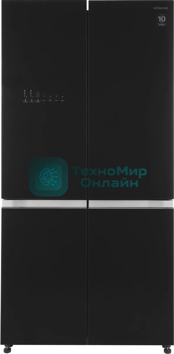 Холодильник Hitachi R-WB820VUC2 GBK черный трехкамерный 378/196л морозилка снизу, No Frost, Side by Side