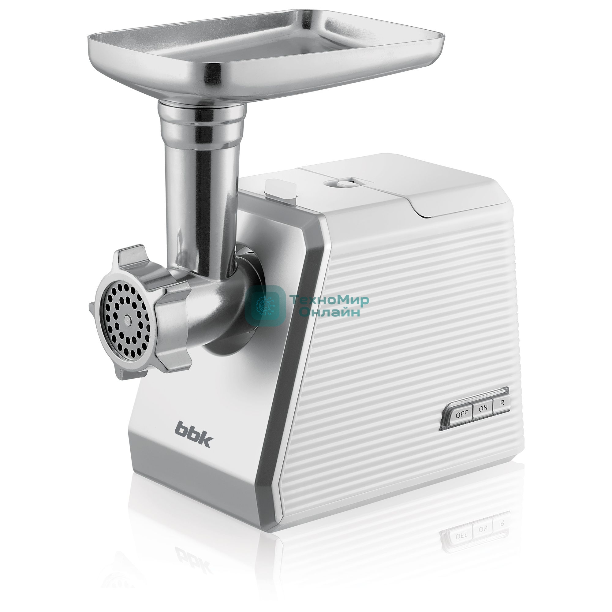 Мясорубка электрическая BBK MG2005 2000 Вт, белый/серый, 2000 Вт, 2.0 кг/мин, реверс, защита от перегрузки, металлический лоток, насадки - 5