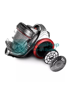 Пылесос Kitfort КТ-5152 серый/красный, 170/700 Вт, уборка сухая, пылесборник контейнер 1.6 л