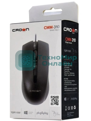 Мышь проводная CROWN CMM-310 черный