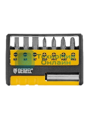 Набор бит с магнитным держателем Denzel S2, 8 шт.