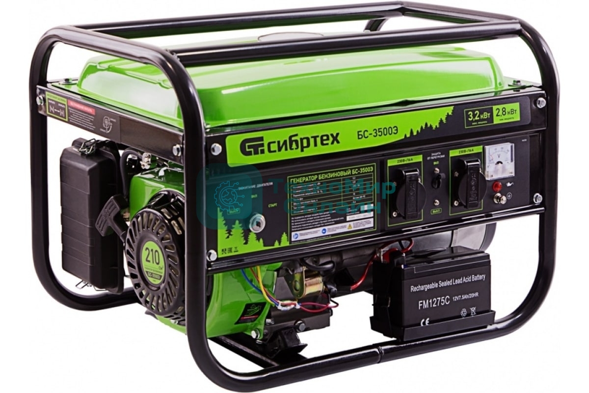 Электрогенератор бензиновый Сибртех БС-3500Э, 3.2 кВт, 96 дБ, 44.4 кг