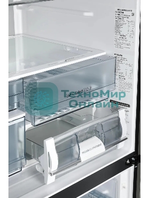 Холодильник Hitachi R-WB820VUC2 GBK черный трехкамерный 378/196л морозилка снизу, No Frost, Side by Side