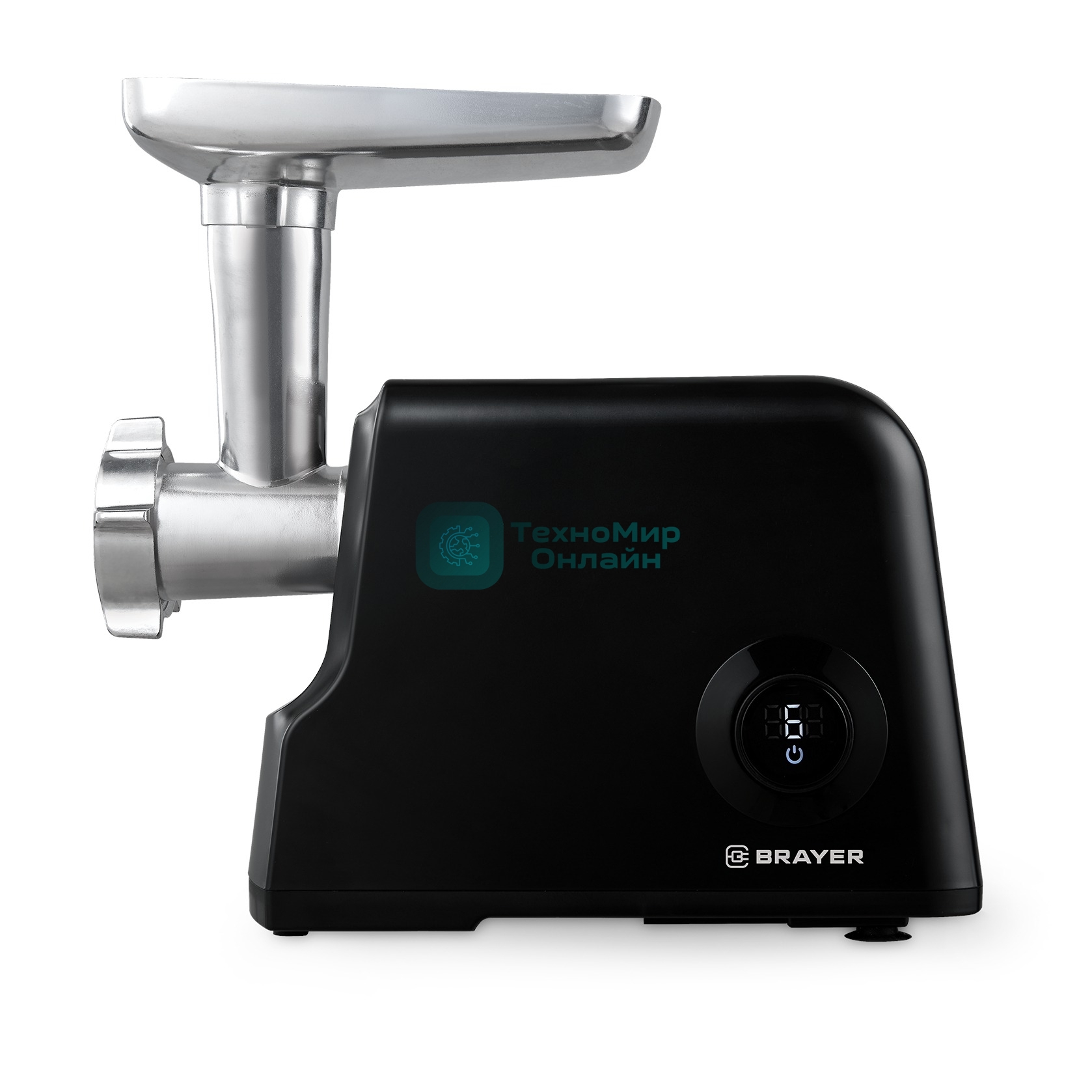 Мясорубка электрическая Brayer BR1612 черный, 2000 Вт, 2.0 кг/мин, реверс, защита от перегрузки, металлический лоток, насадки - 6