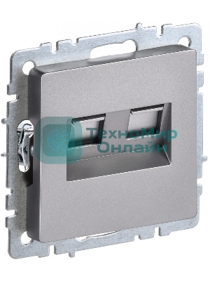 Розетка компьютерная двойная RJ11+RJ45 IEK BRITE РК/Т12-БрС кат.5E сталь