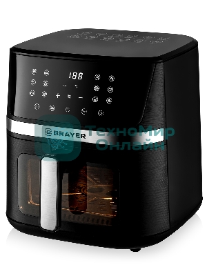 Аэрогриль Brayer 2038BR черный, 1600 Вт, 7 л, сенсор, 12 программ
