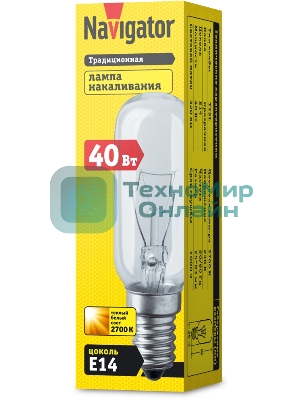 Лампа накаливания Navigator NI-T25L-40-230-E14-CL